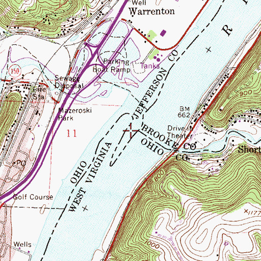 Topographic Map of Short Creek Bar, OH