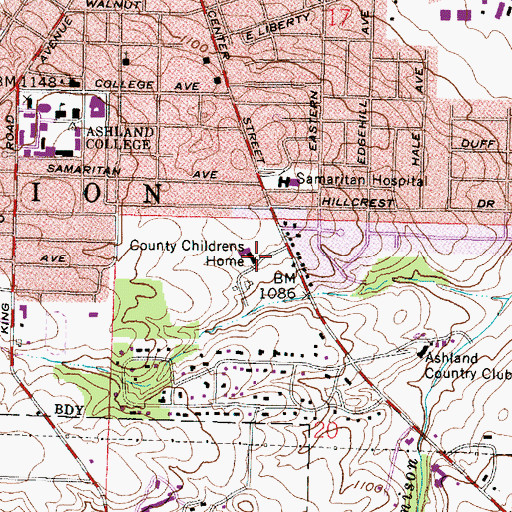 Topographic Map of Ashland County Childrens Home, OH
