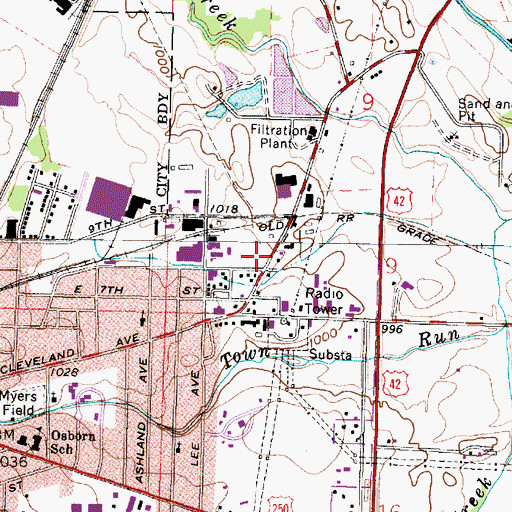 Topographic Map of Cahn Grove Park, OH