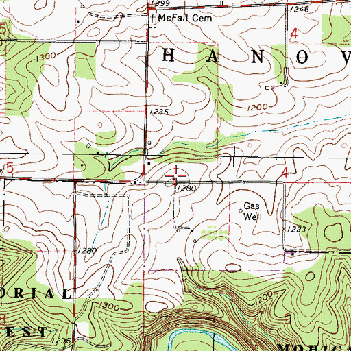 Topographic Map of Hickory Ridge School (historical), OH