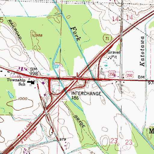 Topographic Map of Interchange 186, OH