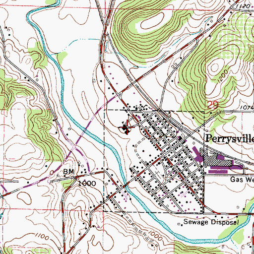 Topographic Map of Perrysville Junior High School, OH