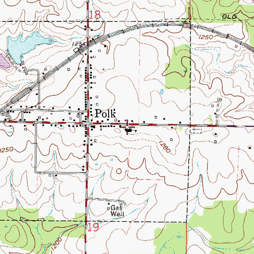 Topographic Map of Polk Elementary School, OH