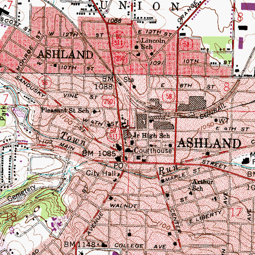 Topographic Map of Saint Edwards Catholic Church, OH