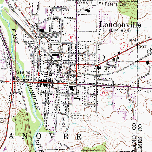 Topographic Map of Saint Peters Catholic Church, OH