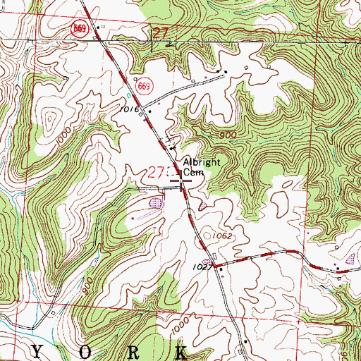 Topographic Map of Albright Church (historical), OH