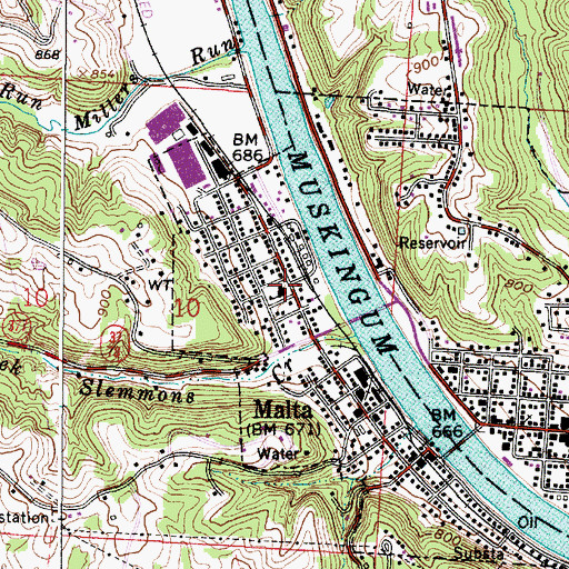 Topographic Map of Malta Elementary School, OH