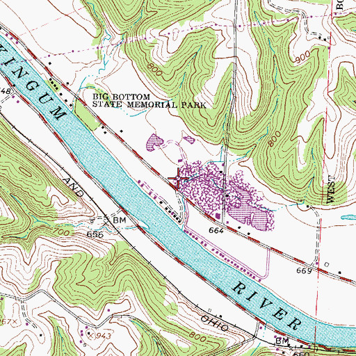 Topographic Map of Big Bottom School (historical), OH