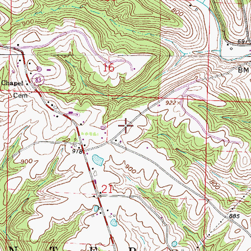 Topographic Map of Center School (historical), OH