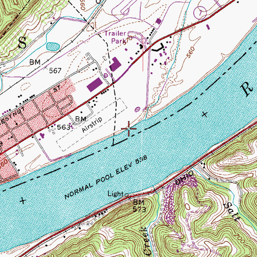 Topographic Map of Baileys Landing, OH