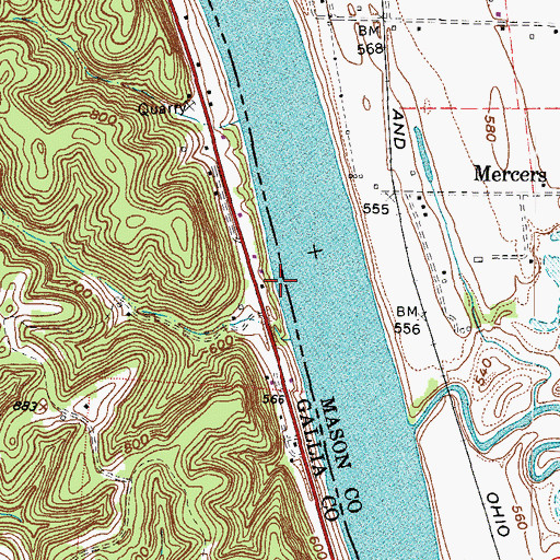 Topographic Map of Barkers Landing, OH