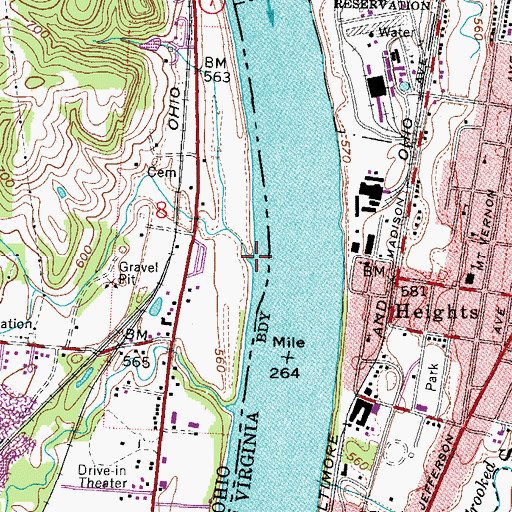 Topographic Map of Bryans Run, OH