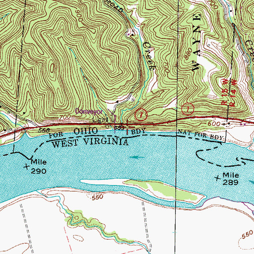 Topographic Map of Cottonwood Landing, OH
