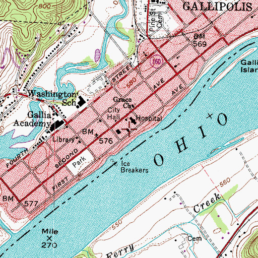 Topographic Map of French Art Colony Regional Multi-Arts Center, OH