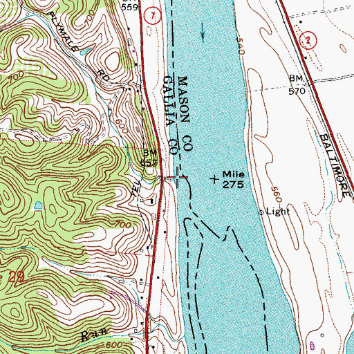 Topographic Map of Fullers Run, OH
