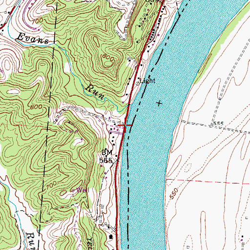 Topographic Map of Hallidays Landing, OH