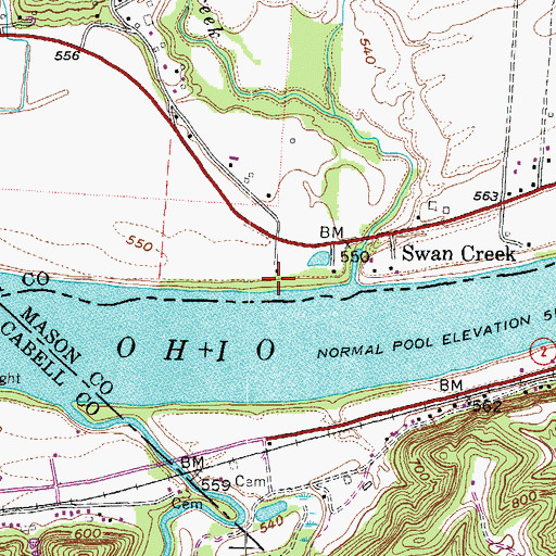 Topographic Map of Hannon Landing, OH