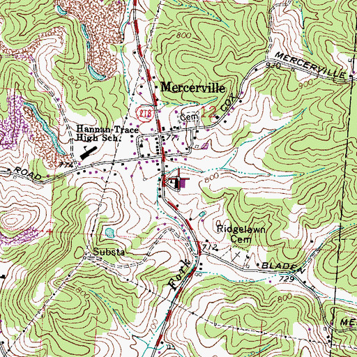 Topographic Map of Hannan Trace Elementary School, OH
