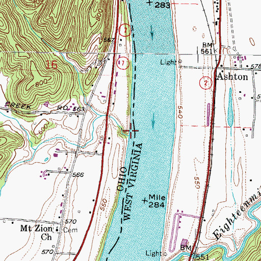 Topographic Map of Horse Creek, OH
