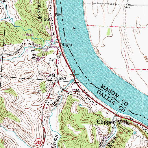 Topographic Map of Long Landing, OH
