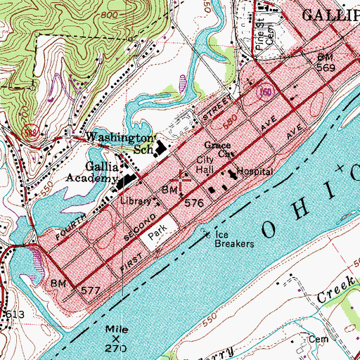 Topographic Map of Ohio Valley Christian School, OH