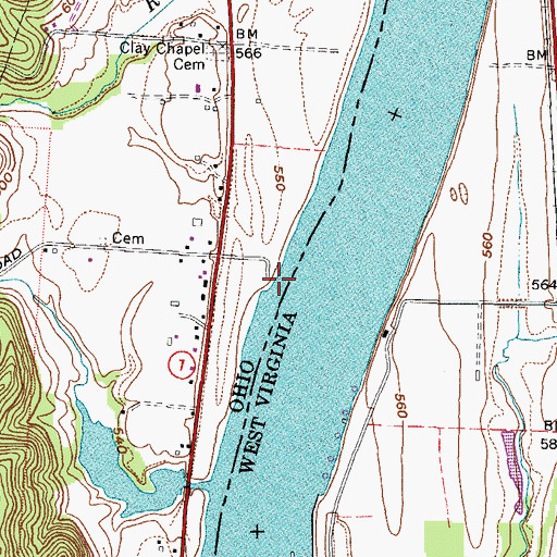 Topographic Map of Outons Landing, OH
