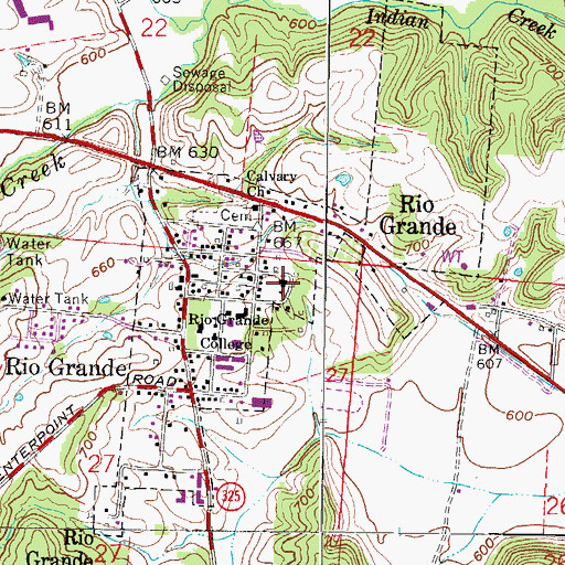Topographic Map of Rio Grande Elementary School, OH