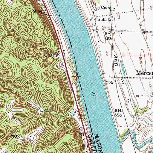 Topographic Map of Smalls Landing, OH