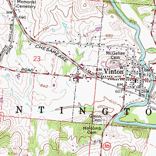 Topographic Map of Vinton Elementary School, OH