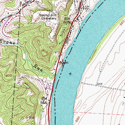Topographic Map of Walkers Landing, OH