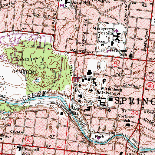 Topographic Map of Bayley Auditorium, OH