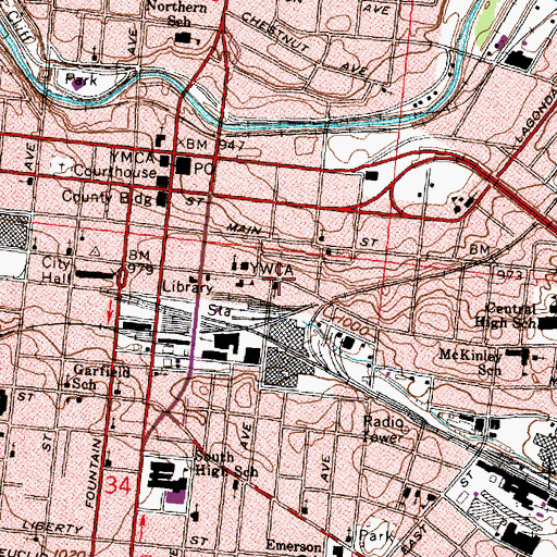 Topographic Map of Christ Episcopal Church, OH