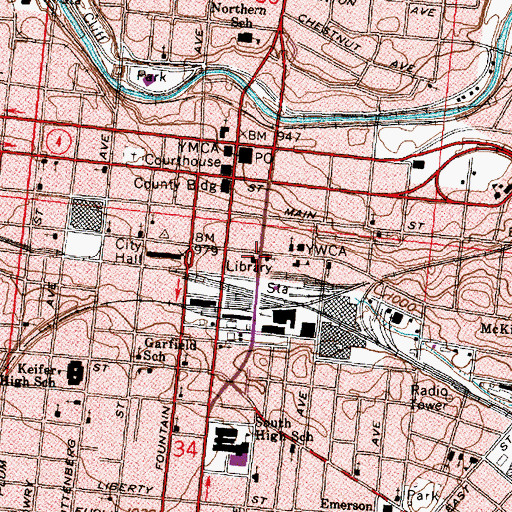 Topographic Map of Clark County Public Library, OH