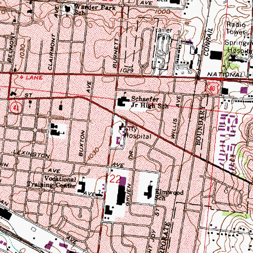 Topographic Map of Springfield Regional Medical Center - High Street Campus, OH