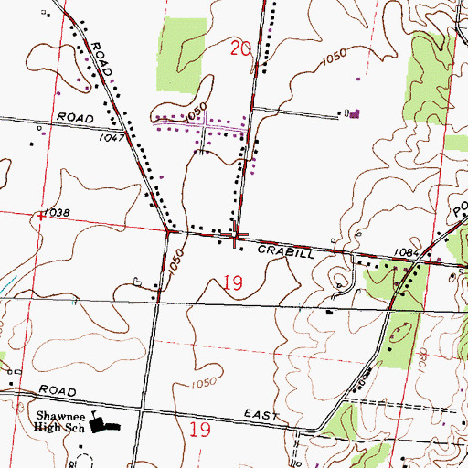 Topographic Map of Crabill Road Farms, OH