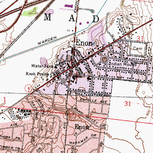 Topographic Map of Enon Elementary School, OH