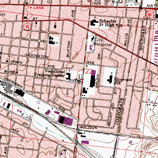 Topographic Map of First Assembly of God Church, OH
