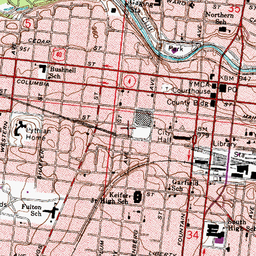 Topographic Map of First Christian Church, OH