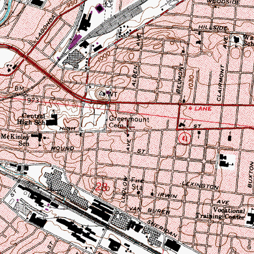Topographic Map of First Church of Christ Scientist, OH