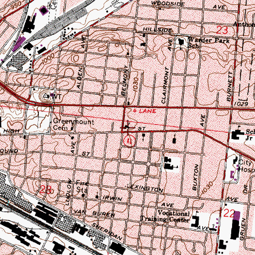 Topographic Map of First United Church of Christ, OH