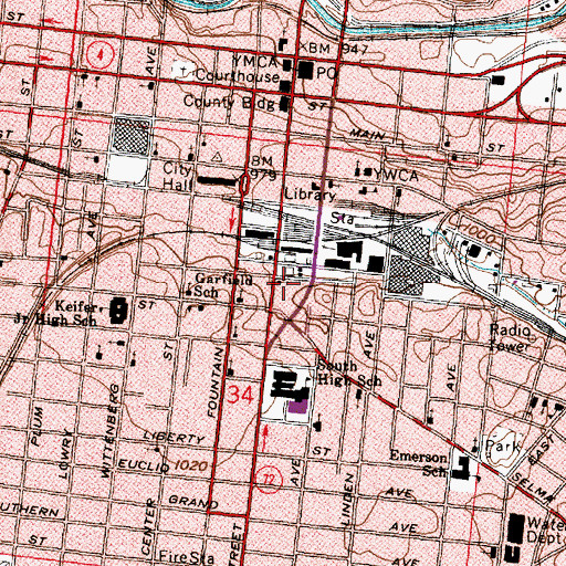 Topographic Map of First United Presbyterian Church, OH