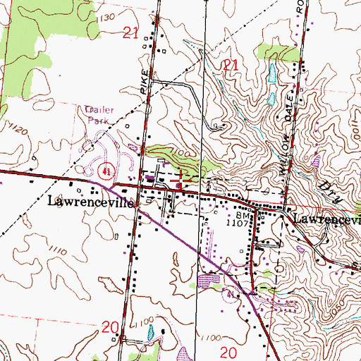 Topographic Map of German Township Hall, OH