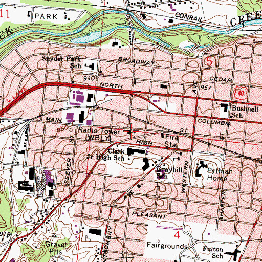 Topographic Map of Grace United Methodist Church, OH