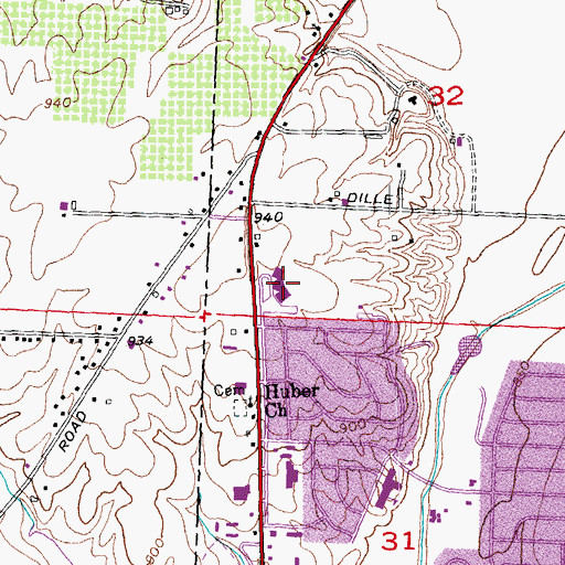 Topographic Map of McAdams School, OH