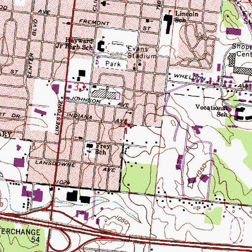 Topographic Map of Metropolitan Park Recreation Center, OH