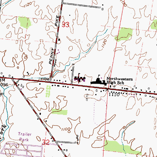 Topographic Map of Northwestern Elementary School, OH