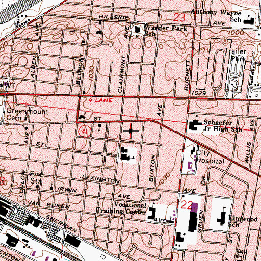 Topographic Map of Oakland Presbyterian Church, OH