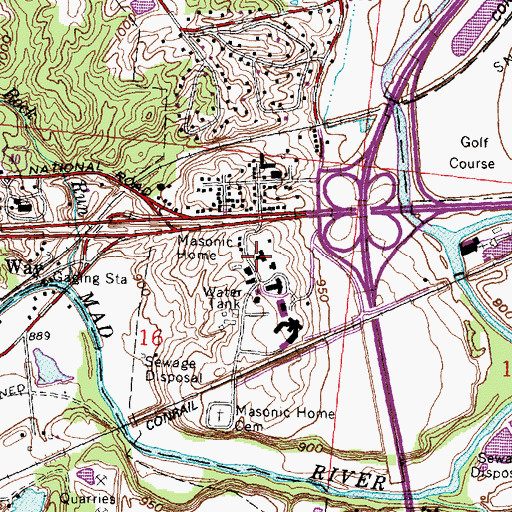 Topographic Map of Ohio Masonic Home, OH