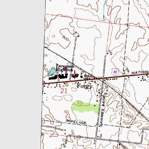Topographic Map of Olive Branch Middle School, OH