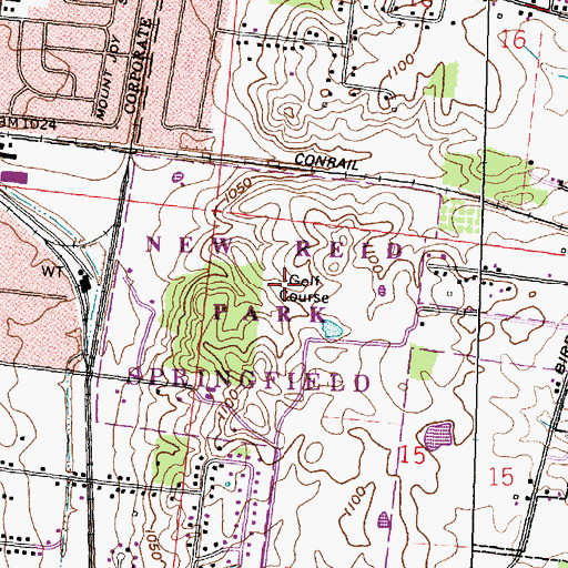 Topographic Map of Reid Memorial Golf Course, OH